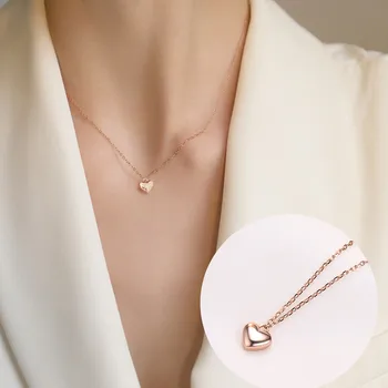 

JIAN S925 Heart Necklaces Pendant Choker Elegant Rose Gold Chain for Women Girls Birthday Gifts Fashion Jewelry Accessories