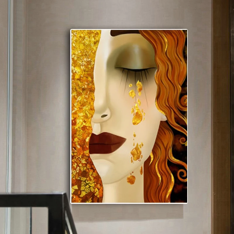 

Classic Artist Gustav Klimt Kiss Tear Abstract Oil Paintings on Canvas Posters and Prints Cuadros Wall Pictures for Living Room