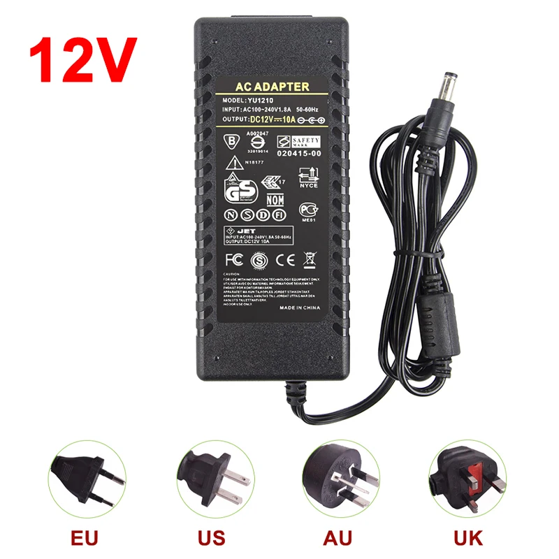 12 Volt Power Supply US EU Plug Adapter 5A 2A 1A 3A 6A 8A 10A Black Charger 12V for Tape LED Strip | Обустройство дома