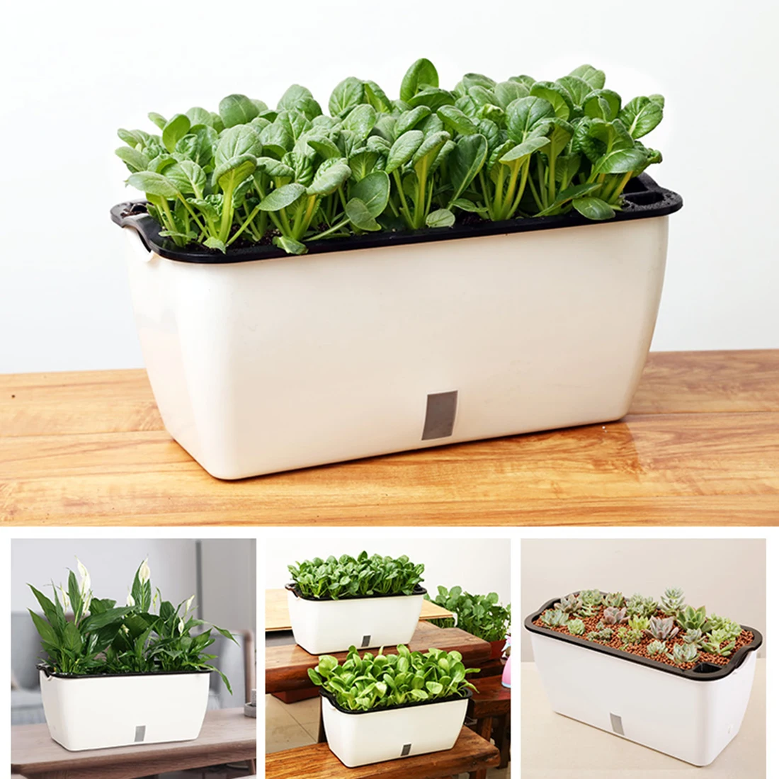 

VICTMAX Rectangular Automatic Watering Planter Modern Auto Irrigate Flower Pot for Home Garden Decor - S/LType