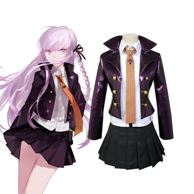 Kirigiri Kyouko Cosplay Costume Danganronpa 3 Woman's Uniform Full Set Kyouko Kirigiri Cosplay Wig Purple Long Straight Hair0 (2)