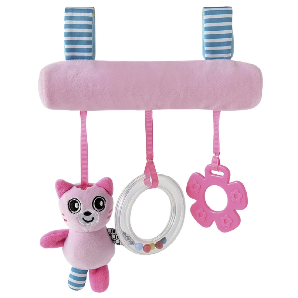 Мягкая детская кроватка кровать коляска игрушки, погремушки для младенцев Детские игрушки для новорожденных подвесное сиденье в автомобиль колокольчик Развивающая погремушка игрушка - Цвет: Розовый
