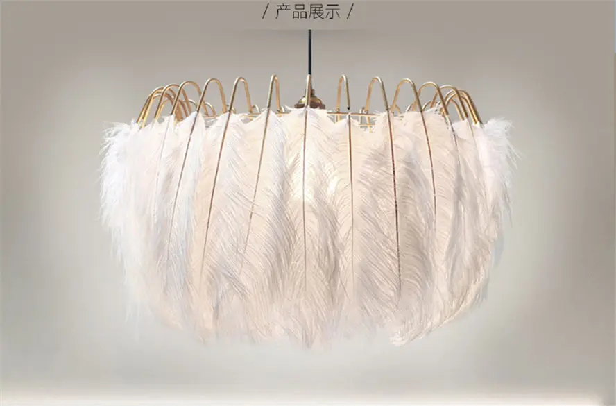 nordic black feather lamp shades pendant lights for clothing store bedroom art deco cafe hanging light fixture led luminaire e27