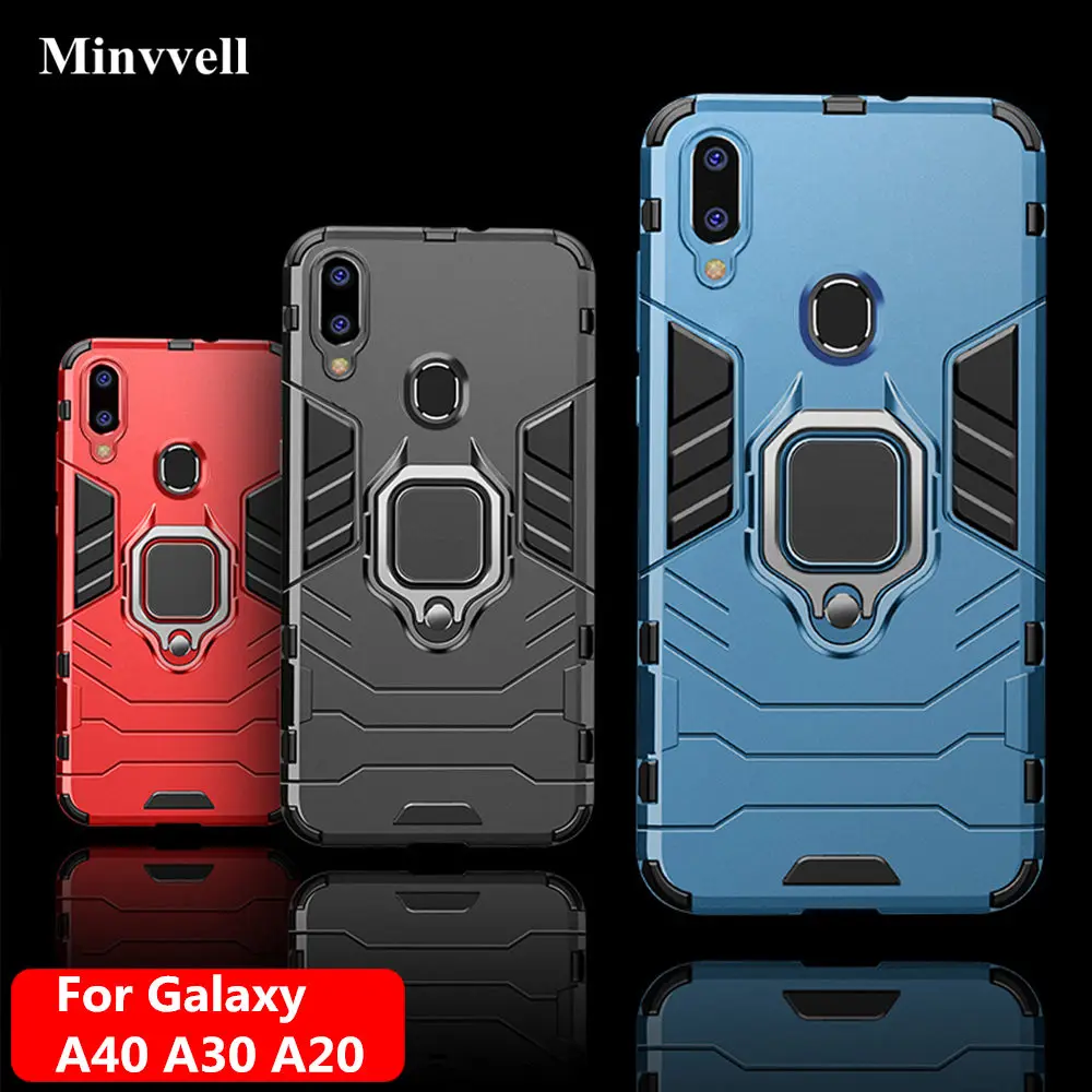 Чехол 4 в 1 для Samsung Galaxy A40 A30 A20 защитный чехол телефона с кольцом на палец A 40 30 20 бампер|Бамперы| |