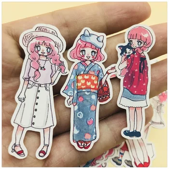

35Pcs/Set Hand Draw Pink Heart Girls Sticker DIY Craft Scrapbooking Album Junk Journal Planner Decorative Stickers