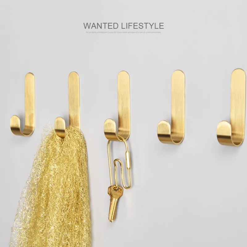 

Metal Hooks Sticky Wall Door Hanger Kitchen Bedroom Bathroom Adhesive Stainless Steel Towel Coat Family Robe Hangers Glue