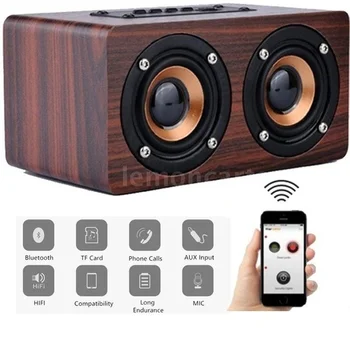 

N20D Wood Retro Wireless Bluetooth Speaker Dual Louder speaker 10W Subwoofer Sound Box Support TF Music Player