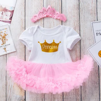 

Summer 1 Year Baby Girl Dress Party Girls 2Pcs Princess Tutu Dresses With Headband Infant Toddler Clothes 1st Birthday Outfits