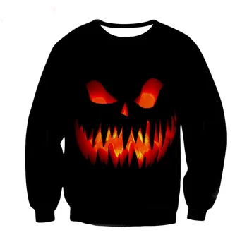 

Men women Autumn Winter Coat Halloween Costume Pumpkin skull 3D Print Long Sleeve Pullover Top cosplay