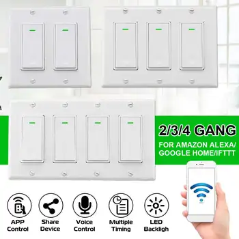 

NEW 2/3/4Gang WiFi Smart Home Light Switch Push Button Tuya APP Remote Control Works For Amazon Alexa Google Home