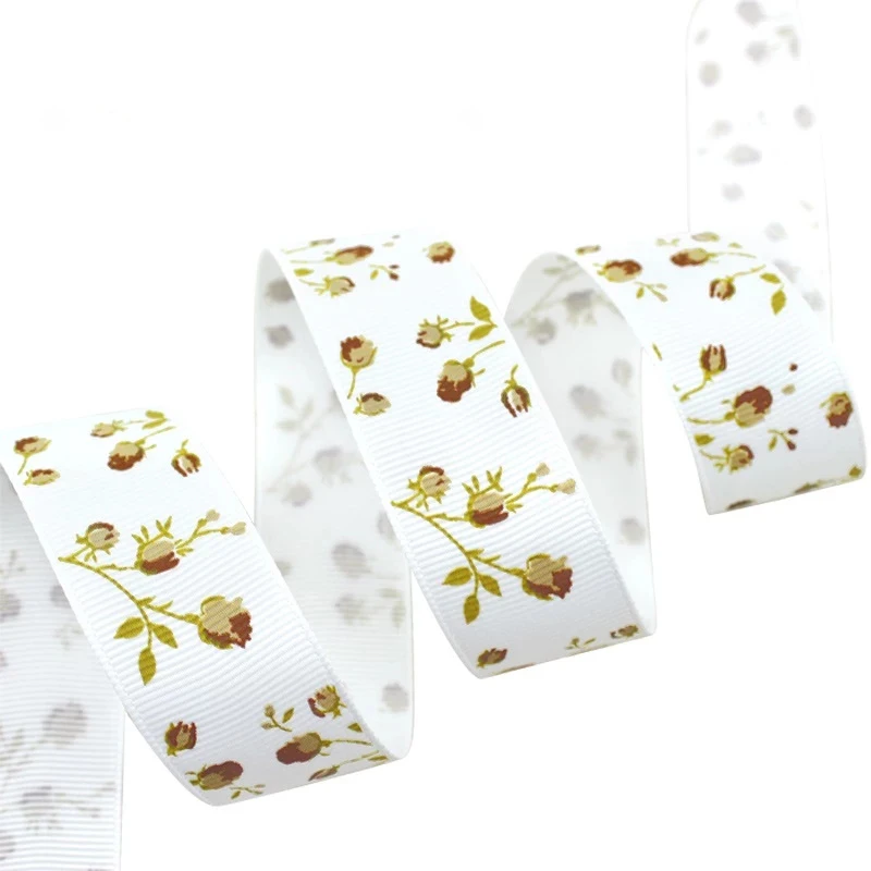 (10 ярдов/партия) 1 ''(25 мм) Роза цветок grosgrain DIY ленты печатных прекрасные