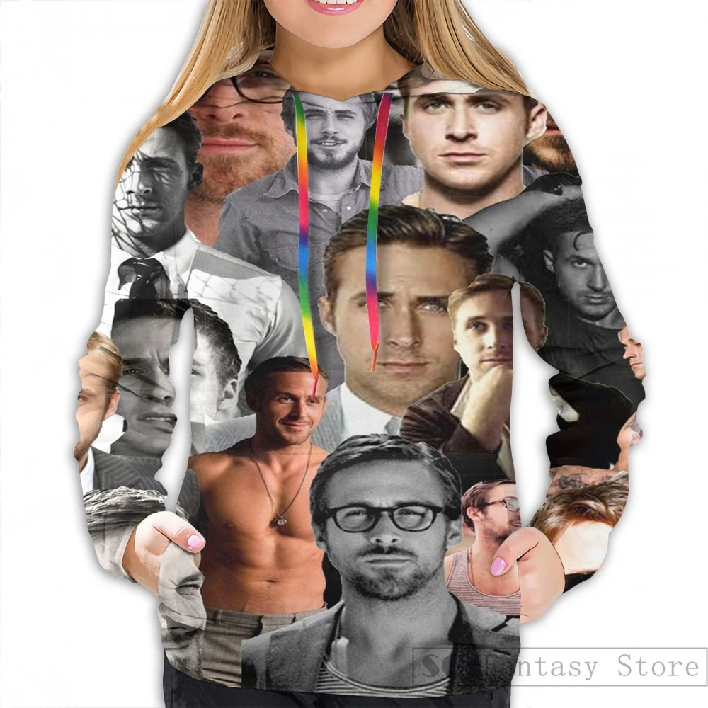 Мужские толстовки, свитшоты для женщин забавные Ryan Gosling Collage print casual hoodie Streatwear