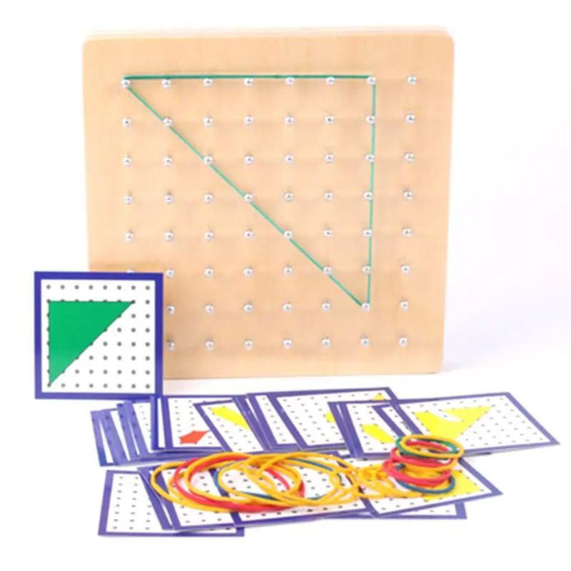 Съемный Деревянный Geoboard математический материал стволовых Развивающие игрушки для детей - Цвет: A