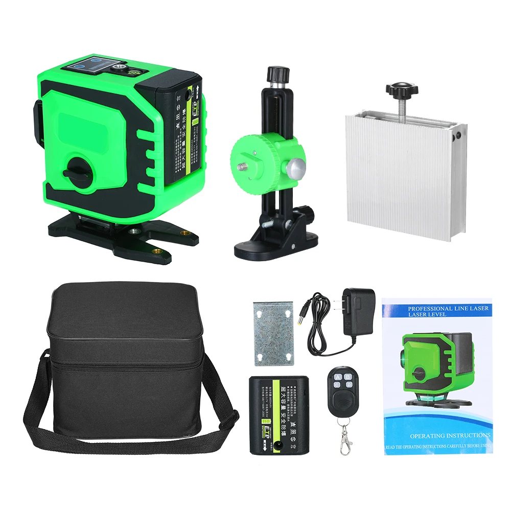 

Laser Level Green 12 Lines 3D Level Self-Leveling 360 Horizontal And Vertical Cross Powerful Laser Level with Pivoting Base