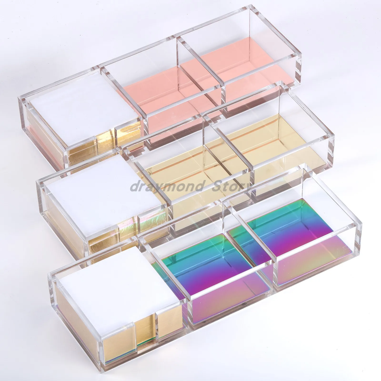 acrylic notes box transparent metal lattice office stationery Office supplies set Triple Desk Sorter (3 in 1) |