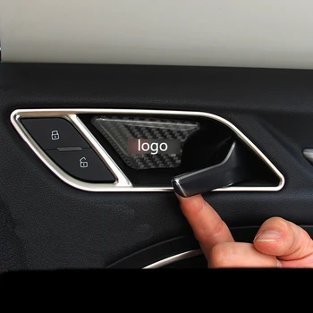 

4x Carbon Fiber Car styling Inner Door Handle Bowl Cover Trim stickers Fit for Audi A3 A4 A5 A6 A7 Q3 Q5 Q7 B6 Auto Accessories