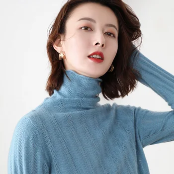 

LITVRIYH Pure cashmere sweater women pullovers long sleeve high neck soft women sweater knit top knitted jumper pull female wild