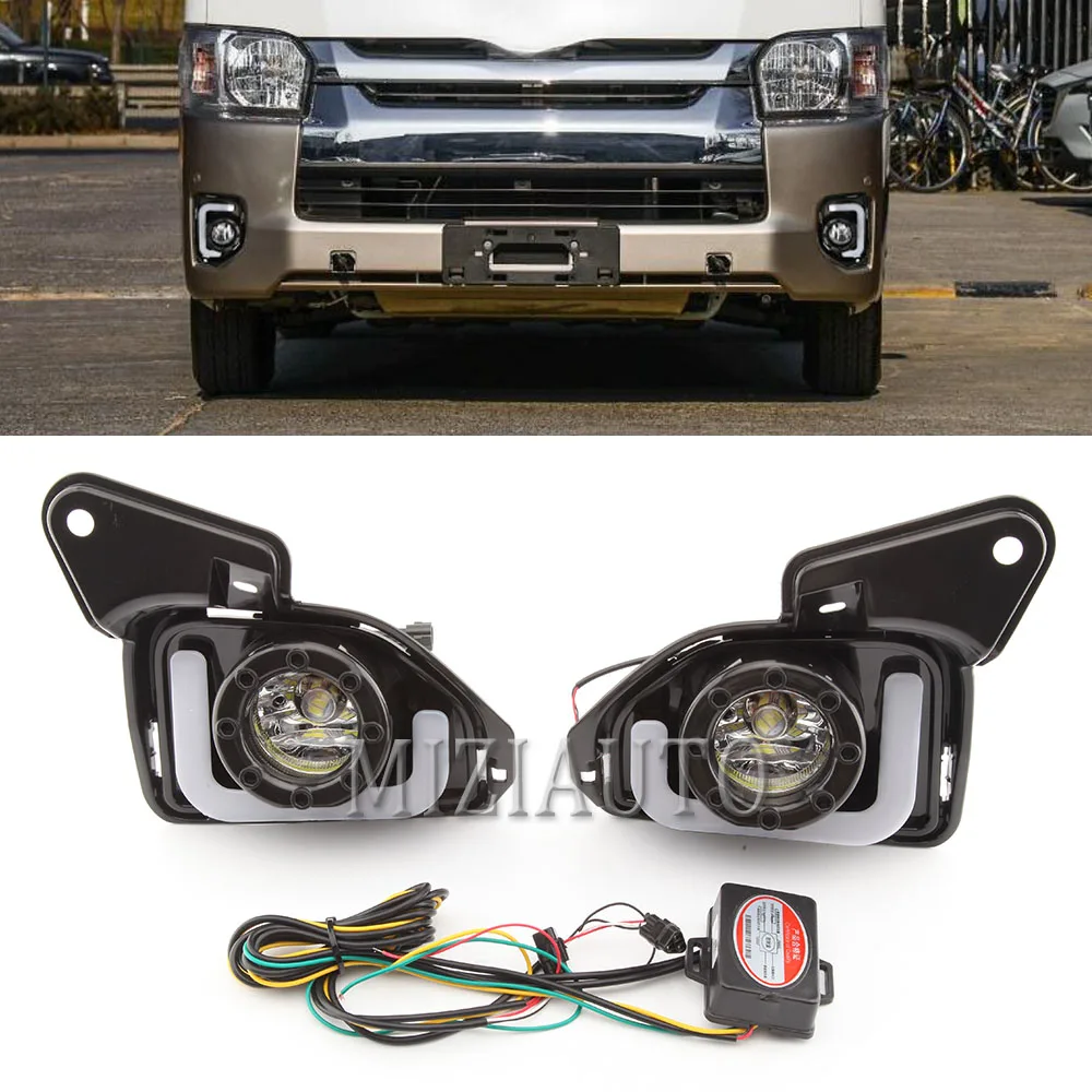 2 шт. светодиодный DRL наборы для Toyota Hiace 12V Автомобильные фары дневного света светильник противотуманных фар с указатель поворота стиль реле
