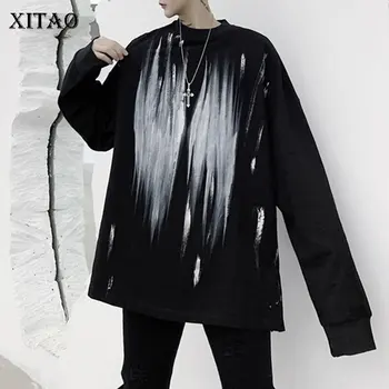 

XITAO Hit Color Plus Size Sweatshirt Fashion 2020 Spring Pullover Full Sleeve Print Pattern Minority Casual Sweatshirt GCC3317