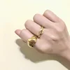 PVD 18k Gold Plated Chunky Stainless Steel Heart Signet Rings for Women Girls Fashion Jewelry Gift Waterproof 2