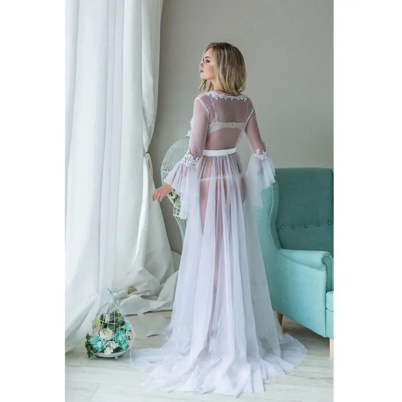 Women Dress Deep V Lace Sleepwear Babydoll See Through Ladies Floral Long Dresses For Women Nightwear Ladies Dresses