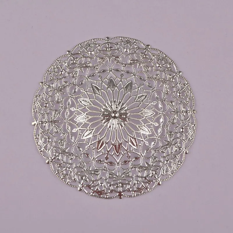 Silver Plated 100 шт 55 мм серебро золото бронза Пистолет Металлический Тон филигранные цветочные обертки разъемы для DIY ювелирных изделий FCN-001 - Цвет: Silver Plated