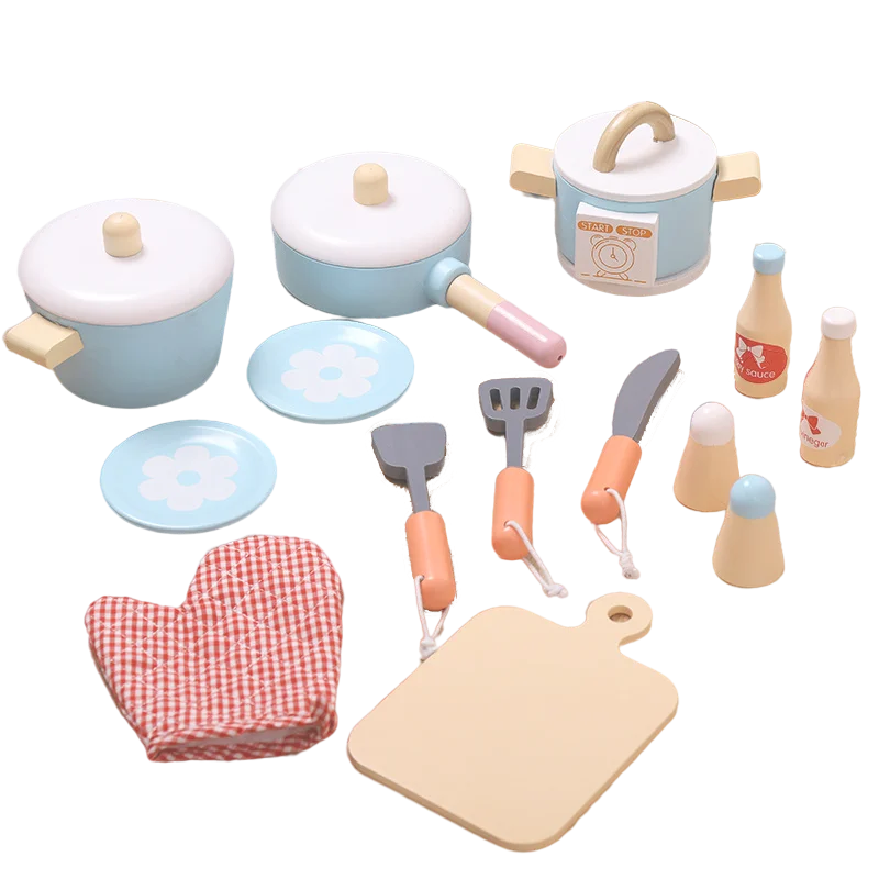 Children Wooden Kitchen Pretend Play House Toy Montessori Early Education Puzzle Simulation Kitchen Set Series Baby Fun Toy Gift