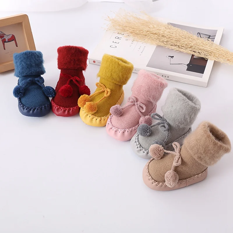 

Cartoon Newborn Girls Boys Anti-Slip Socks First Walkers Soft Bottom Autumn Winter Toddler Shoes Baby Floor Socks