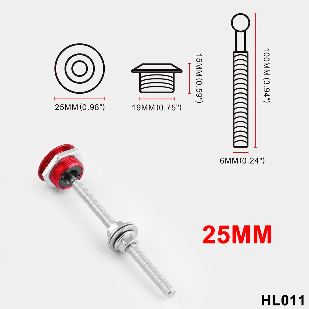 

1 Set Car Bonnet Push Button Quick Release Latch Protectors Hood Pins Lock DP017-32 25mm Metal Exterior Parts Hoods