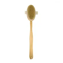 Long Wooden Handle Design Bath Body Brush Natural Bristles Exfoliating Body Massager Skin Cleaning Brush for Bathroom