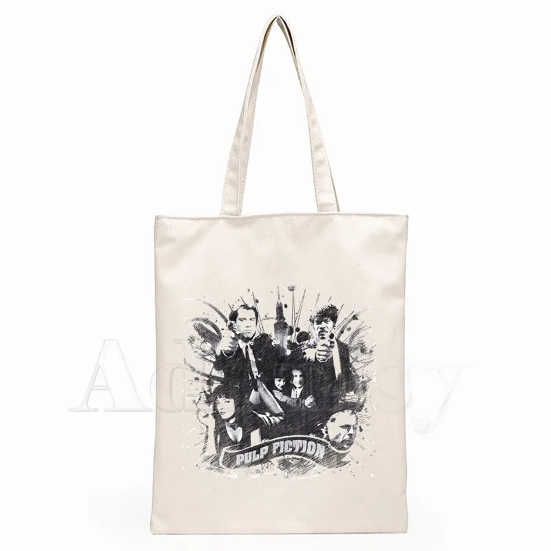 

Pulp Fiction TRAVOLTA SAMUEL JACKSON New Arrives Art Canvas Bag Totes Simple Print Shopping Bags Girls Life Casual Pacakge