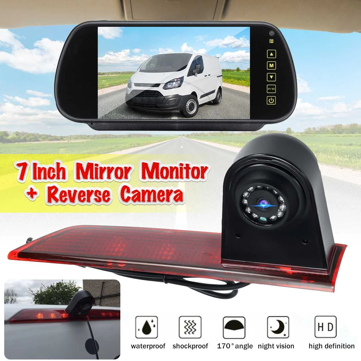 US $55.88 Car Rear View Camera Reverse Parking Night Vision Waterproof Brake light for Ford Transit Custom 2015 2016 2017 2018 2019 2020