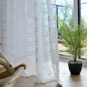 

Modern Curtains for Living Dining Room Bedroom Simple Pure Colored Jacquard Window Screen Fashion Voile Modern Tull Curtains