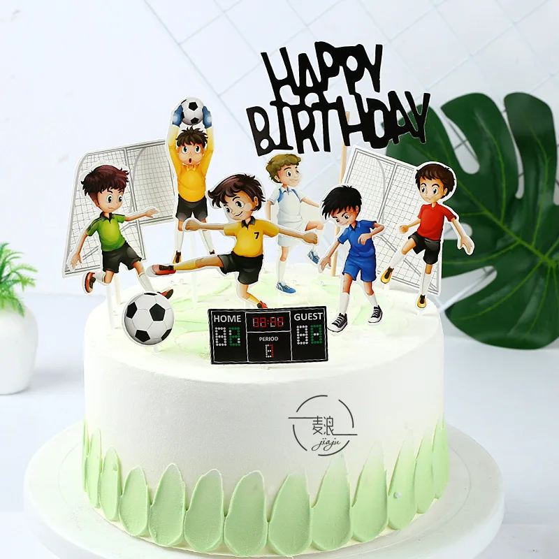 Boys Sport Happy Birthday Cake Topper Football Birthday Cake Decorations Flags For Boys Birthday Party Cake Supplies Baby Shower Cake Decorating Supplies Aliexpress
