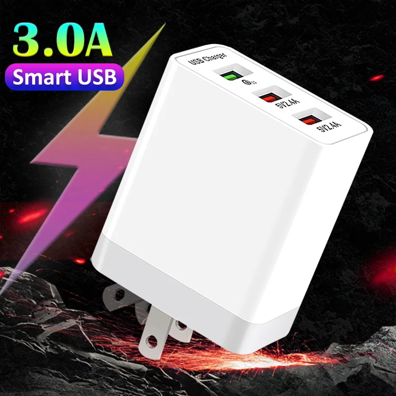 3-port with QC3.0 Универсальный ce rohs быстрая зарядка Быстрая зарядка qc для samsung для iphone зарядное устройство для путешествий usb быстрая зарядка 4,0 тип телефона carregador - Тип штекера: 3-port with QC3.0