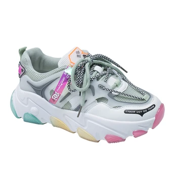 

Brand Fashion Women Platform Sneakers Mixed Color Designers Sport Running Breathable Old Dad Shoes Chunky Casual Shoes Woman