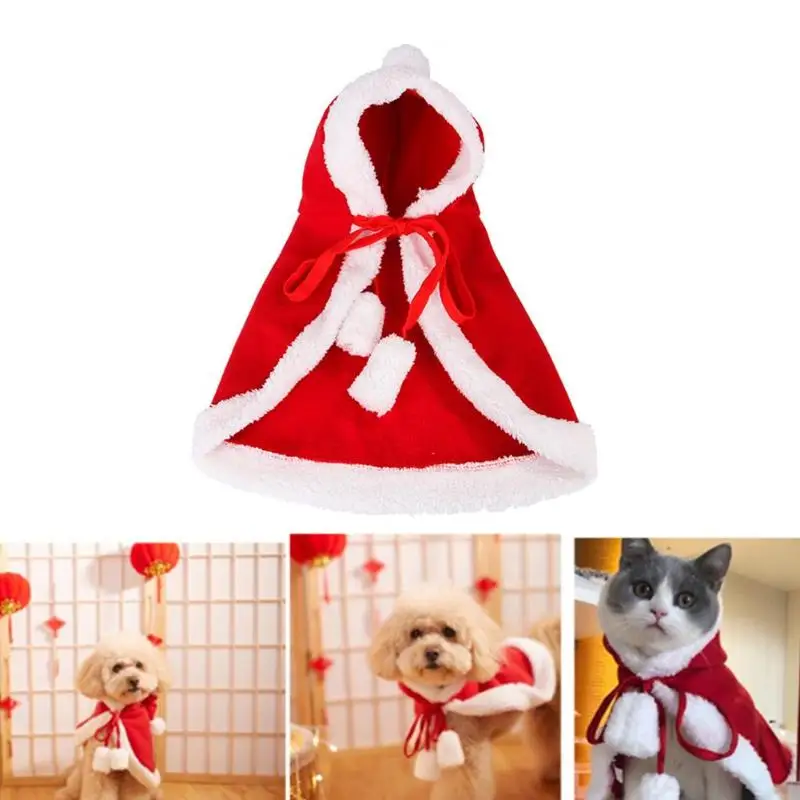 Милая Рождественская одежда для домашних животных котенок щенок красный плащ мантия фестиваль шаль Хэллоуин Костюм Собака Кошка аксессуары