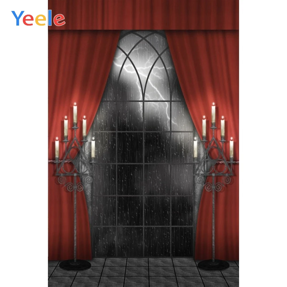 

Yeele Halloween Backdrop Window Curtain Candle Indoor Photocall Photophone Custom Vinyl Photography Background For Photo Studio