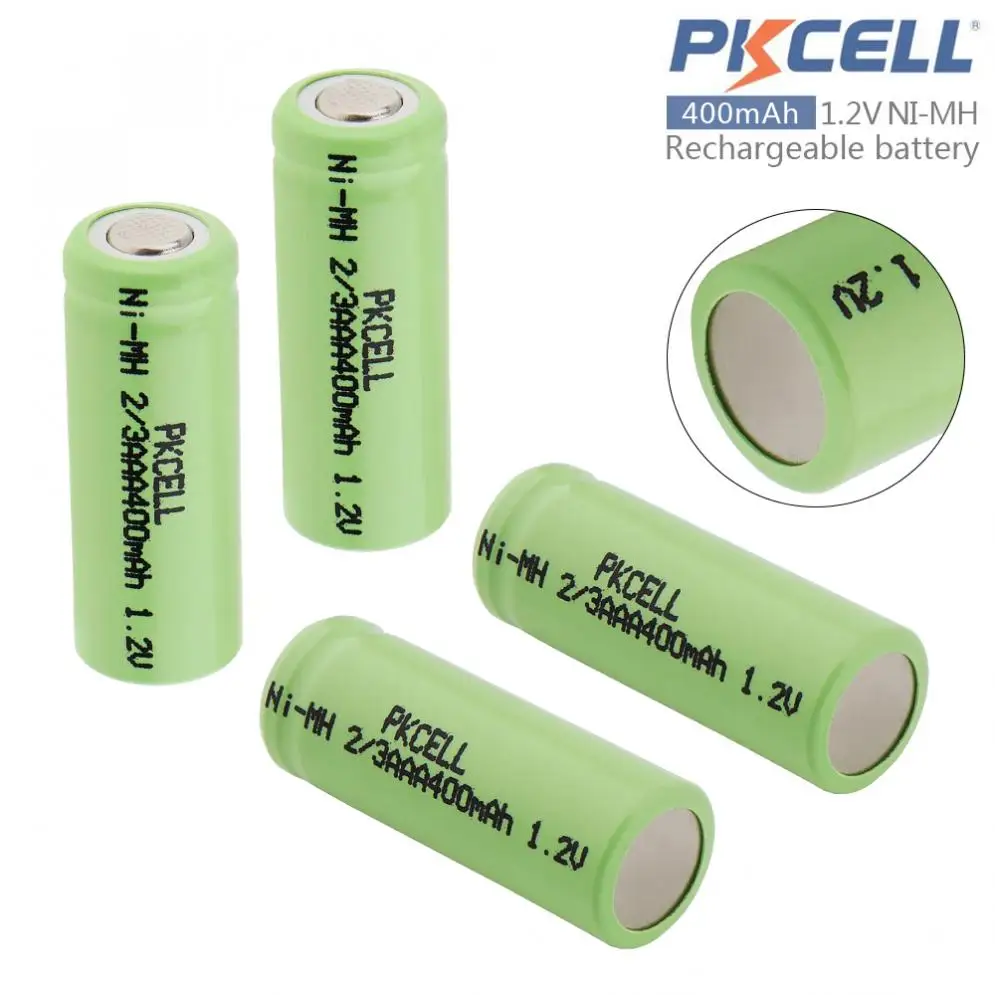 4 шт./лот Pkcell 2/3 AAA 400mAh 1,2 V Ni-MH LSD аккумуляторная батарея для игрушек/Будильник/часы/беспроводная мышь/игровая ручка