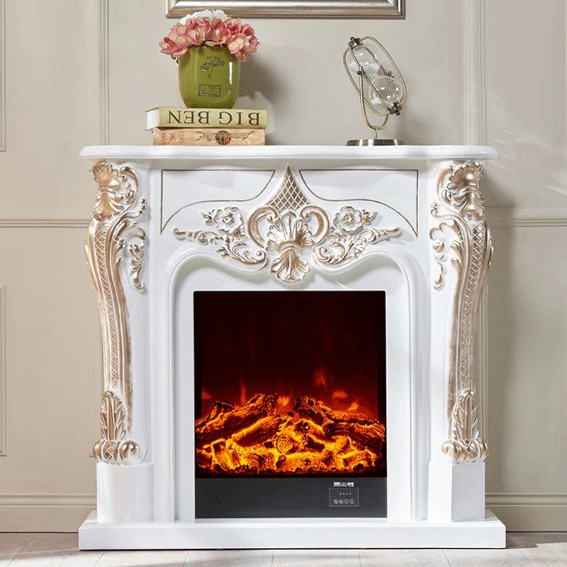Decorative Fireplace Set Wooden Mantel W100cm Electric Insert Firebox  Burner Room Warmer Chimney LED Optical Flame Deocration - AliExpress