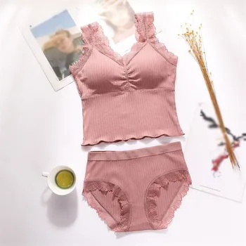 

Women Summer Wide Shoulder Strap Detachable Cup And Waist Beauty Back Bras Set