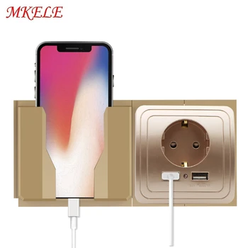 

Wall cellphone holder stand socket paste charge support rack shelf durable socket phone mount holder Home Charging Storage Box