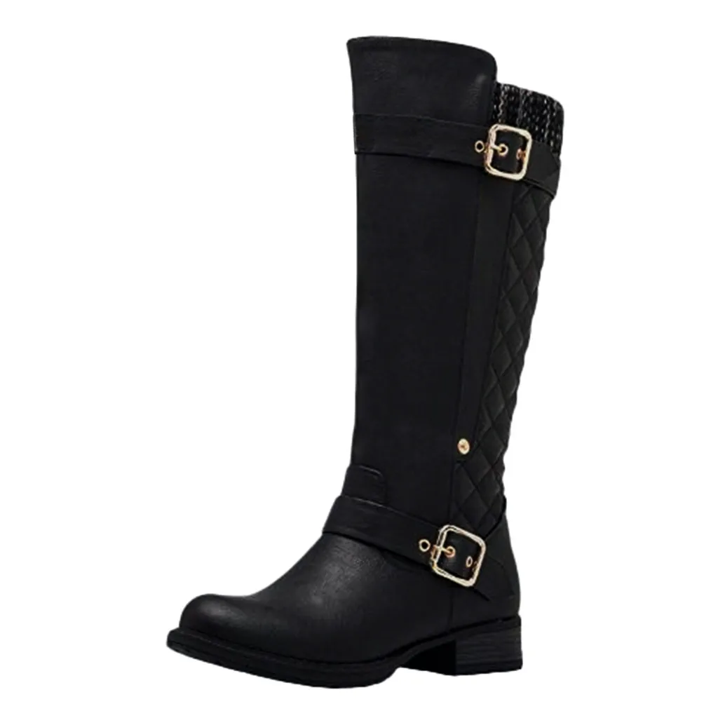 woman Ankle Boots Women's Women's Fashion Boots Side Zipper Knee High Riding Boots Ladies High-Tube Boots сапоги женские#112935