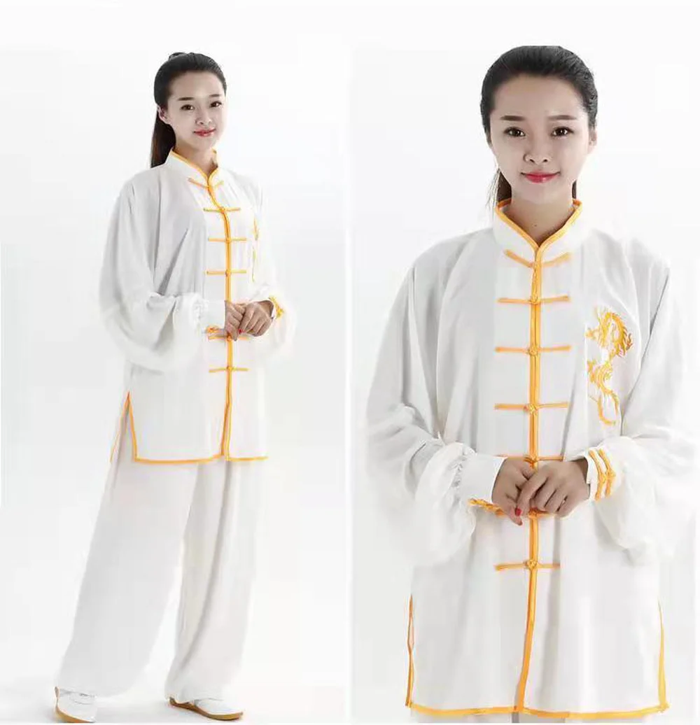 Tai Chi Clothing Chinese Traditional Costume Exercise Uniform Dragon Kung Fu Suits Long Sleeve Tai Chi Clothing Chinese Traditional Folk Taiji Outdoor Walking Morning Sports
