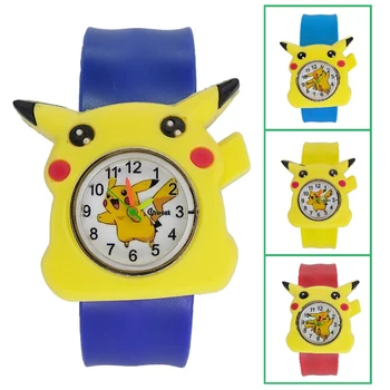 

New Cute Bear Blue Kids Watches Cartoon Pikachu Children Watch Silicone Bracelet for Boys Girls Baby Christmas Gift Child Clock