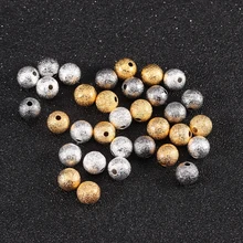 100pcs/lot Gold/Silver Color Metal Matte Spacer Beads 4/6/8mm Copper Round Loose Charms Setting Beads for Jewelry Making F3461