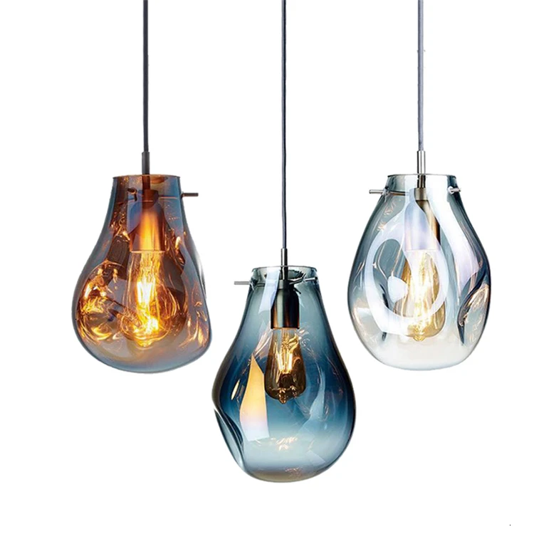 Creative Personality Dinning Room Bar Loft Industrial Led Retro Glass Pendant Light Luminaire Suspendu scandinavian