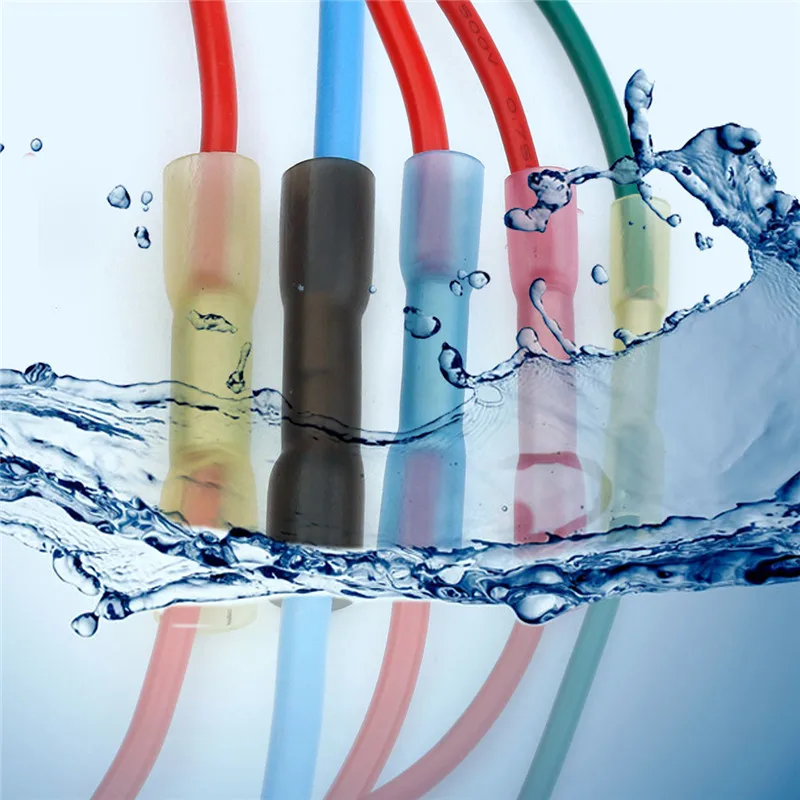 200Pcs 5Sizes Thicken Waterproof Heat Shrink Terminal Shrinkable Terminators Set Assortment Electrical Wire Butt Crimp Connector
