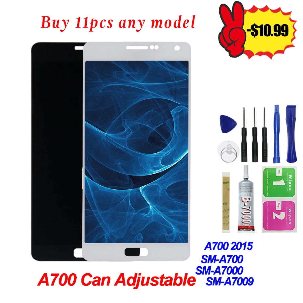 Высокое качество Adjustbale для Samsung Galaxy A7 2015 A700 A7000 A700H A700F A700FD ЖК-дисплей с сенсорным