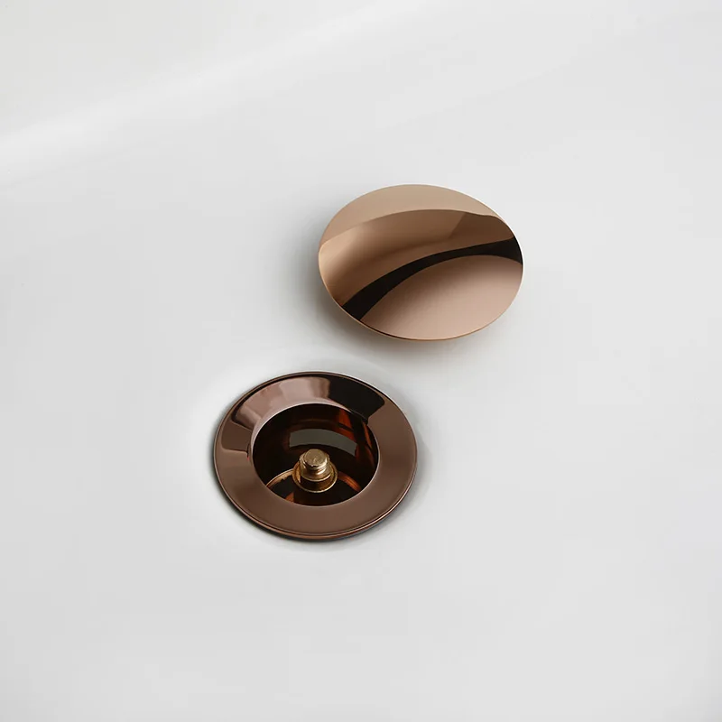 Smesiteli Bathroom Bath Pop Up Drain Stopper Rose Gold Polished Anti-Corrosion Durable With OverFlow Hole Basin Sewer Plug